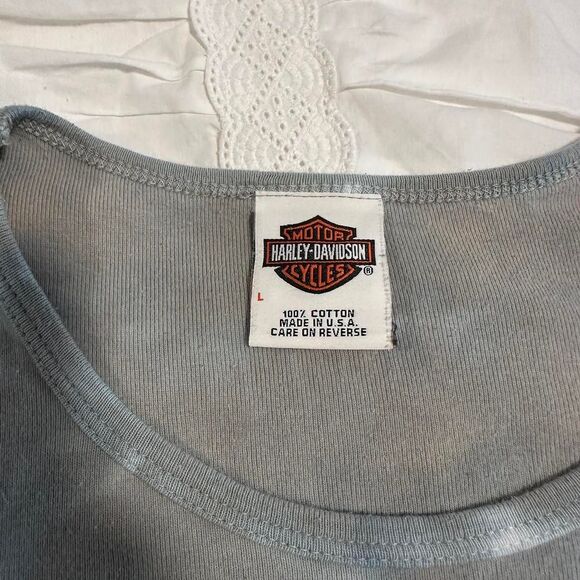 Harley-davidson Women's Blue and Navy T-shirt - Picture 3 of 8